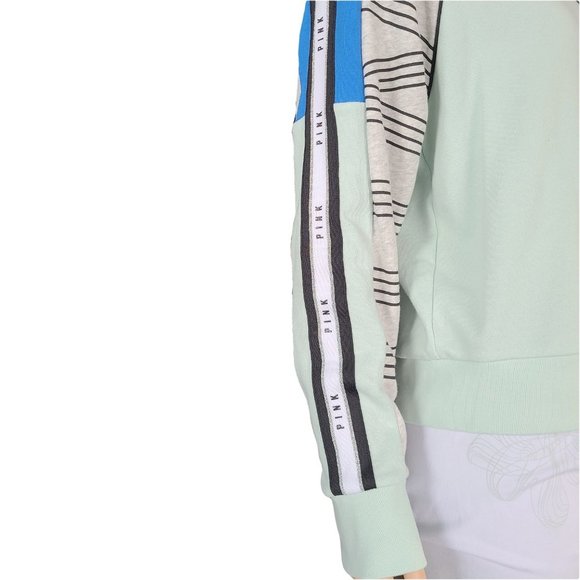 PINK NWT Mint Green & Gray Long Sleeve Sweatshirt - Picture 2 of 4